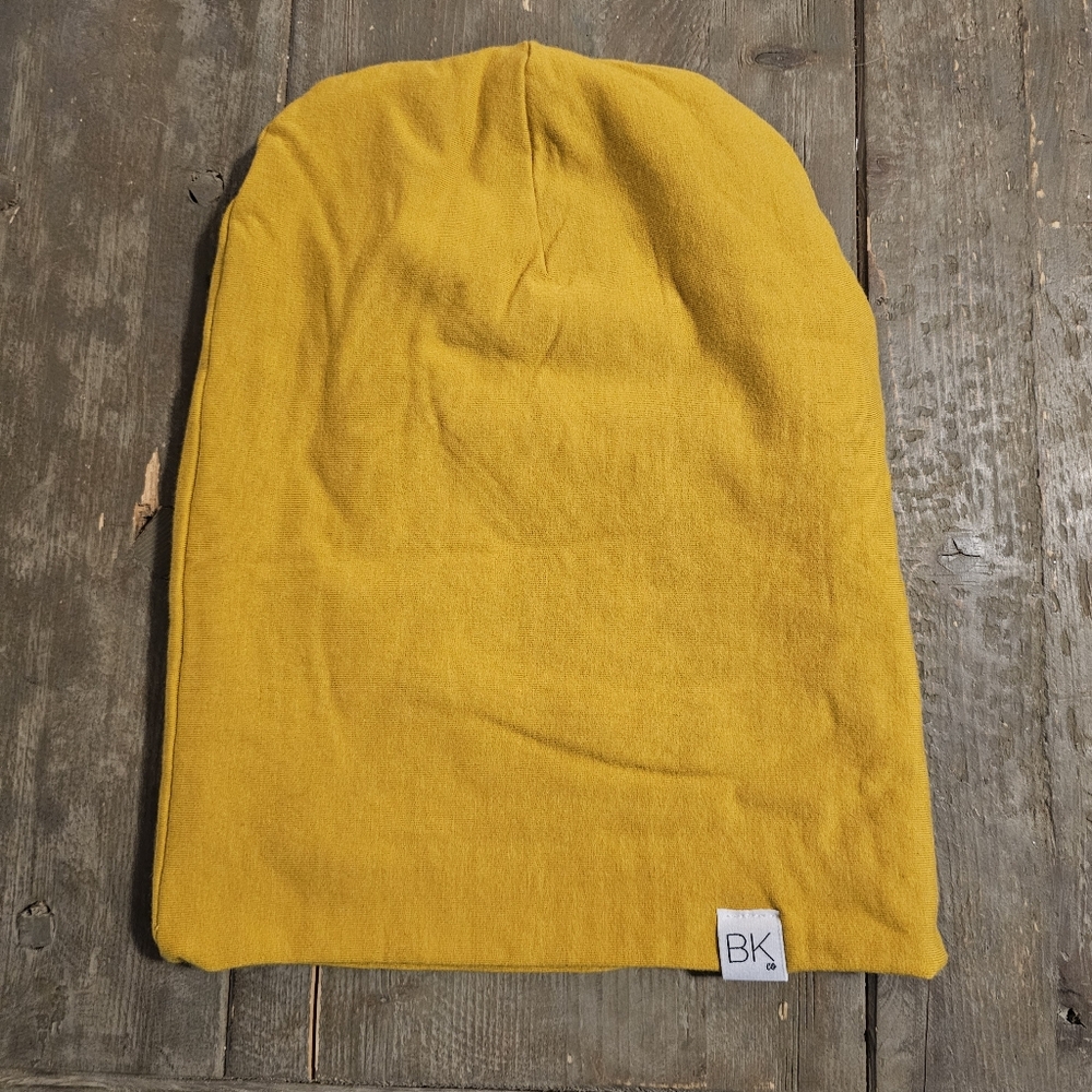 BK | Mustard Bamboo Slouch Beanie Hat – One Size - Picture 2 of 2
